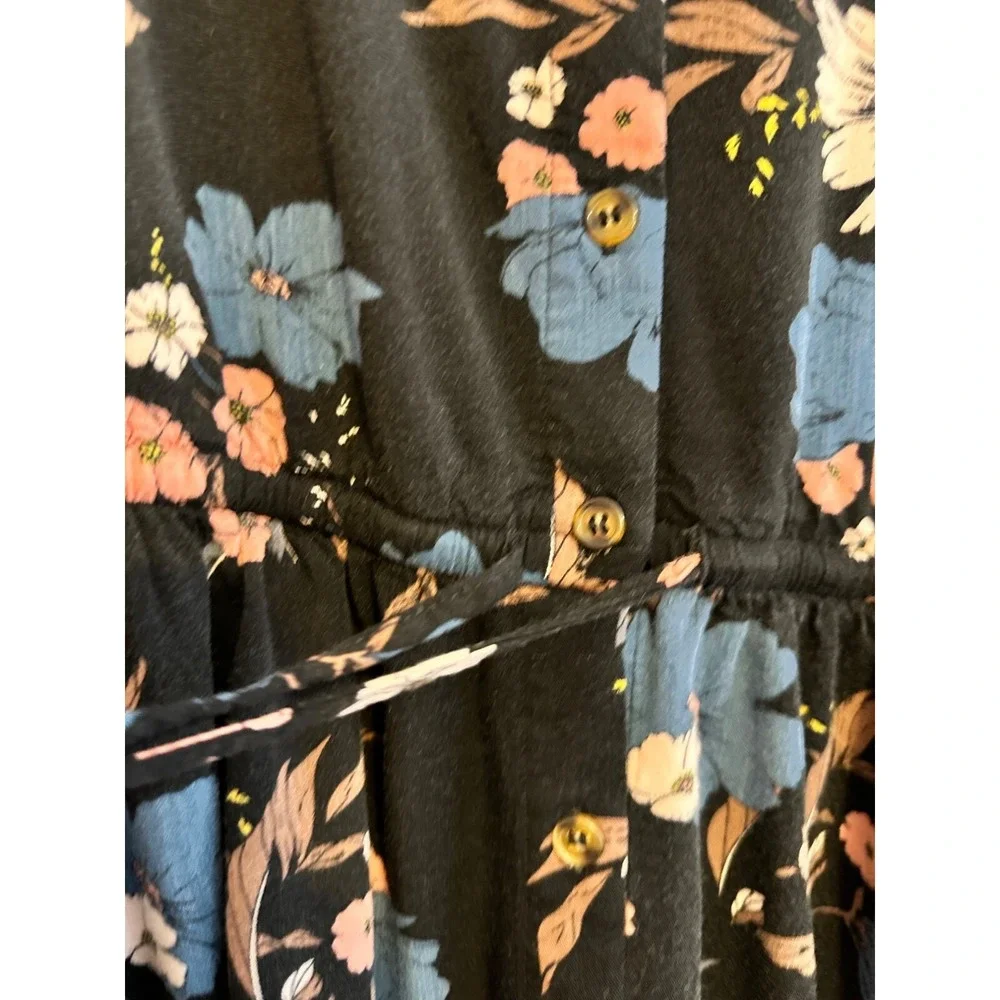 Torrid‎ Floral Button-Down Midi Dress With Rolled Sleeves & Pockets 1X